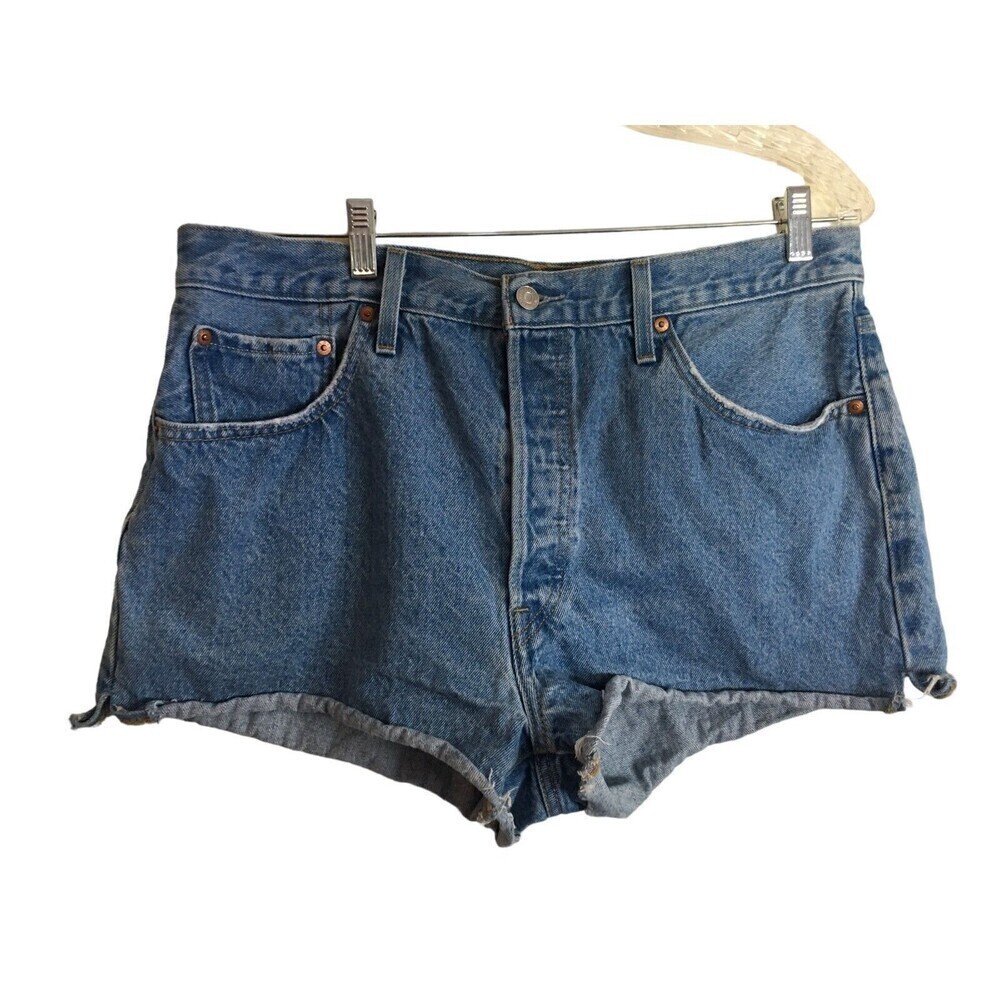 Levi's Shorts Women's Size W 34" Blue Jean Denim Cotton Cut Offs Raw Hem